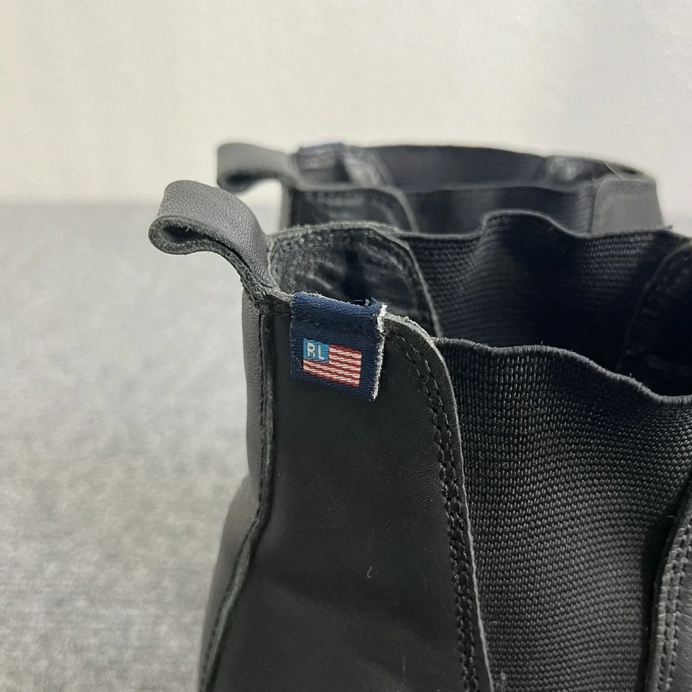 Polo Ralph Lauren Chelsea Boots Mens 9.5D Black Leather Chunky Lug Sole Vintage